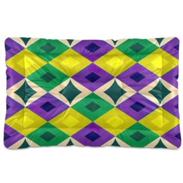 Imagem de Wassud Cama de cachorro pequena lavável com padrão geométrico abstrato, tapetes para cães pequenos, almofada portátil macia para animais de estimação, cama antiderrapante para cães e gatos, almofada