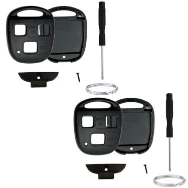 Imagem de WKEDQAF Sem necessidade de corte ou programação de chave de substituição Keyless Entry Key Fob Shell Case Apto para Lexus ES300 ES330 GS300 GX470 IS300 LS400 LS430 RX300 RX350 SC300 SC430 (2-Preto)