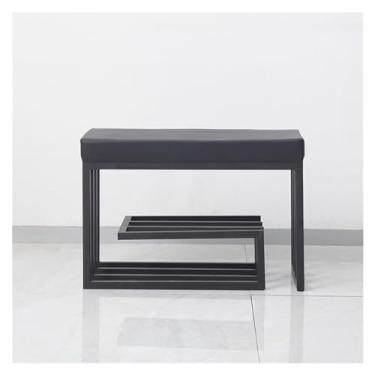 Imagem de Armários para sapatos com prateleiras para sapatos Banco de sapateira para entrada, porta-sapatos independente, banco pequeno com prateleira organizadora para corredor, quarto, sala estar(Preto)