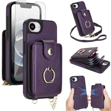 Imagem de Capa de telefone para iPhone 16e/SE 2025/SE 4 capa carteira magnética destacável e protetor de tela anel suporte compatível com bloqueio de RFID MagSafe i Phone16e i16e 16 e SE4 16eCapa para mulheres