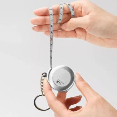 Imagem de 1 fita métrica de caracol portátil prata, mini fita métrica, régua de medição pequena e régua de medição portátil para uso doméstico