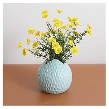 Imagem de CZCZC Flores artificiais simulação de crisântemo, decorações florais realistas e falsas, decorações de sala de estar, vasos de mesa, decoração de casa, peças pequenas, flores falsas
