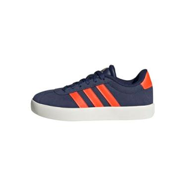 Imagem de adidas Tênis infantil unissex Vl Court 3.0 (criança pequena), Azul escuro/laranja impacto/dourado metálico, 13.5 Little Kid