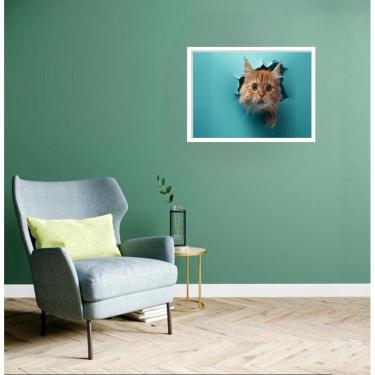 Imagem de Quadro Decorativo Gato Papel Rasgado - 50X70Cm