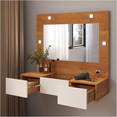 Imagem de Penteadeira Camarim Suspensa Sofia Nature/Off White - Rede Móveis