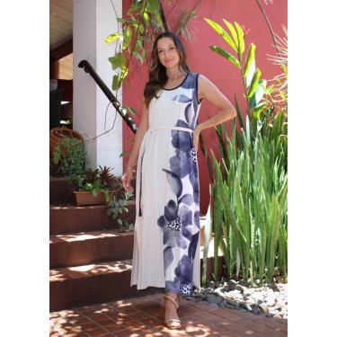 Imagem de Vestido Longo Pau a Pique Estampado Azul Marinho