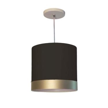 Imagem de Lustre Pendente Cúpula Preto com Detalhe Bronze 25x25 - Tom Luz, Bivol
