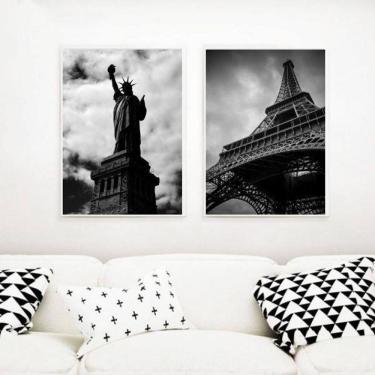 Imagem de Kit 2 Quadros Paris E New York 45X34Cm