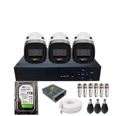 Imagem de Kit 3 Câmeras Vhd 1220b Full Color Imagem Colorida Dvr 4ch Hd 1Tb Instalado