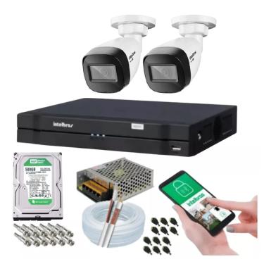 Imagem de Kit 2 Camera de Seguranca Intelbras Bullet 30m vhd 1130b Externa Dvr 4 canais multi hd