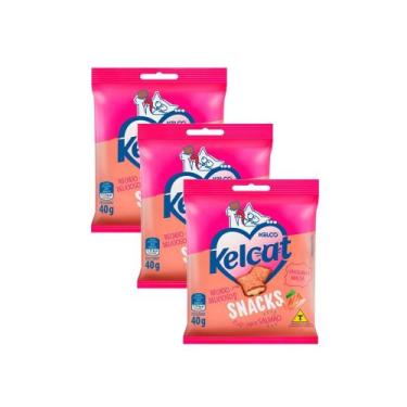 Imagem de Kit 3 Snacks Kelco Kelcat Sabor Salmão 40g