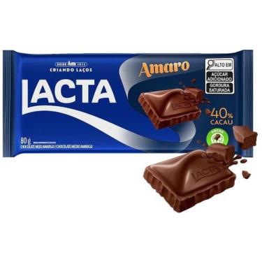Imagem de Chocolate Amaro 40% Cacau Barra 80g - Lacta, Chocolate meio amargo