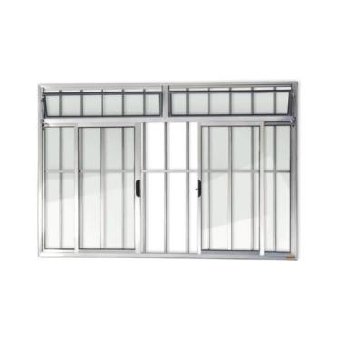 Imagem de Janela de Aluminio de Correr com Bandeira 120x200cm 4 Folhas com Grade