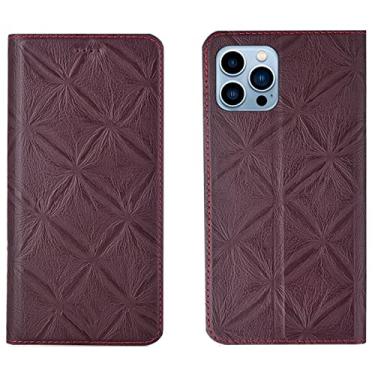 Imagem de LAHappyL Capa carteira flip para iPhone 13 Pro Max/13 Pro/13/13 Mini capa protetora de couro legítimo com função de suporte para cartão, fecho magnético, vermelha, 13 Pro 6,1 polegadas