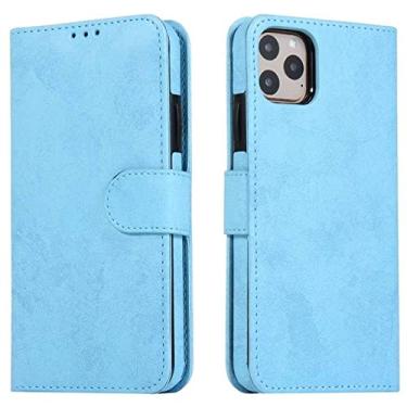 Imagem de Estojo de couro magnético para iPhone 11 Pro Max 13 12 Pro Max 13 Mini XS XR X Carteira destacável para iPhone 8 Plus 7 6 SE 2020, Azul, Para iPhone13