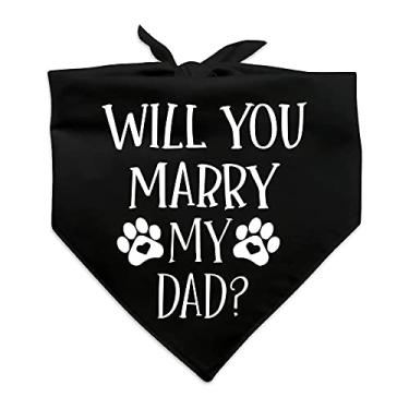 Imagem de family Kitchen Lenço de bandana preto para cachorro de estimação de casamento engraçado, você vai se casar com meu pai cachorro anúncio de noivado bandana de cachorro acessório para fotos de casamento