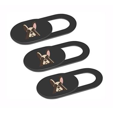 Imagem de Capa para webcam Slide Premium Laptop Camera Slider de proteção de privacidade para computador, tablet, telefone, MacBook, iMac, HP Echo Spot e mais Ultra Thin 3 Pack Black French Bulldog Proteja sua privacidade e segurança