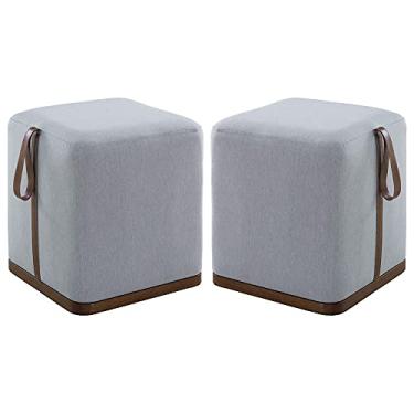 Imagem de Kit 02 Puff Decorativo Sala de Estar Nurse Cinza Claro - Gran Belo