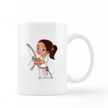 Imagem de caneca porcelana branca Menina capoeira tocando berimbau 01