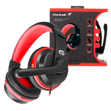 Imagem de Headset Gamer Fortrek Spider Black, P3 + Adaptador P2, Driver 40mm, Preto e Vermelho