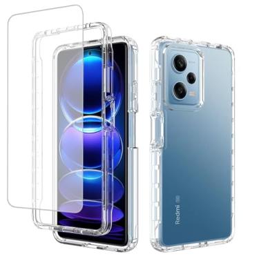 Imagem de Zoeirc Capa para Redmi Note 12 Pro, Capa Poco X5 Pro 22101320G com protetor de tela de vidro temperado, capa macia 360 à prova de choque transparente para Xiaomi Poco X5 Pro 5G transparente