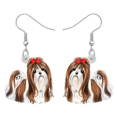 Imagem de DALANE Brincos de acrílico para cães Shih Tzu com pingente de gota anime laço para animais de estimação joias para mulheres meninas crianças amantes de cães presentes lembrancinhas de festa, Medium,