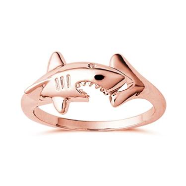 Imagem de Hifunny Anéis de tubarão grandes ajustáveis com animais marinhos e peixes, anel de tubarão gigante para homens e mulheres, anel de tubarão com animais do oceano, joias abertas, presentes tamanho 6, 7,