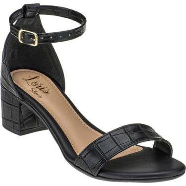 Imagem de Sandália Saltinho Feminina Onça Saltinho Baixo Quadrado Lóris Shoes Confortavel Lóris Shoes 203-500 (Preto, BR, Adulto, Numérico, 34)