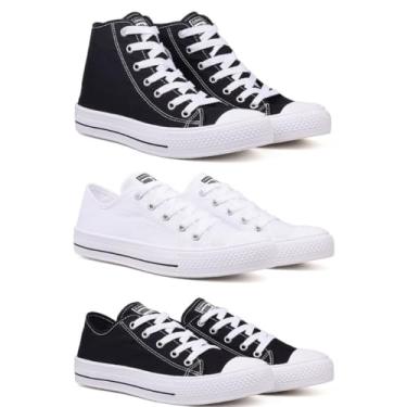 Imagem de Kit 3 Pares De Tenis Feminino Casuall CM Star Marca Moda Leve (Botinha Preta e Tenis Branco Preto, BR, Adulto, Faixa Numérico, 37, 38)