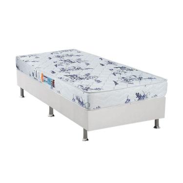 Imagem de  Cama Box Solteiro: Colchão Espuma Luckspuma D28 Celebrity + Base CRC Courano White(88x188)
