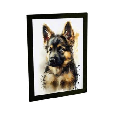 Imagem de Quadro Decorativo Cachorro Pastor Alemão Filhote Ilustração Decoração Poster
