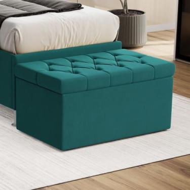 Imagem de Calçadeira Sagitarius 90 para Cama de Solteiro Suede Azul Turquesa Ara