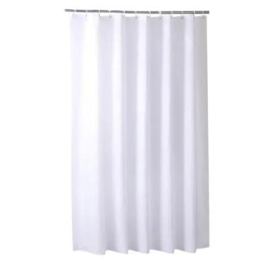 Imagem de Cortinas de chuveiro Dacron à prova d'água, grossas, de cor sólida, para banheira de hotel, banheiro, banheira, grande, ampla, capa de banho com ganchos, branca, 180x180cm