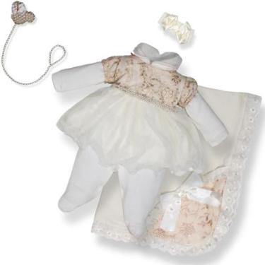 Imagem de Saída Maternidade Luxo Princesa Menina Renda Tule - BEBE MALUCO, Marfi
