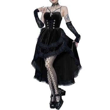 Imagem de vestidos emo, vestidos góticos para mulheres, fantasia de Halloween, fantasias engraçadas de Halloween, roupas góticas, vestido gótico plus size, olá, pano de Halloween, vestido gótico plus size,