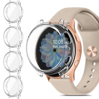 Imagem de Meliya Pacote com 4 protetores de tela para Samsung Galaxy Watch Active 2 de 40 mm e 44 mm, capa protetora completa de TPU, acessórios robustos para Samsung Galaxy Watch Active 2