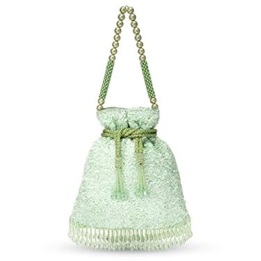 Imagem de Aheli Indian Potli Bags Gift for Women Evening Bag Clutch Ethnic Bride Purse com cordão, Verde menta 1