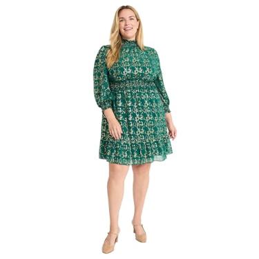 Imagem de Maggy London Vestido feminino plus size com glitter, brilhante, metálico, festa, convidada, aventurina/dourado, Aventurina/ouro, 58