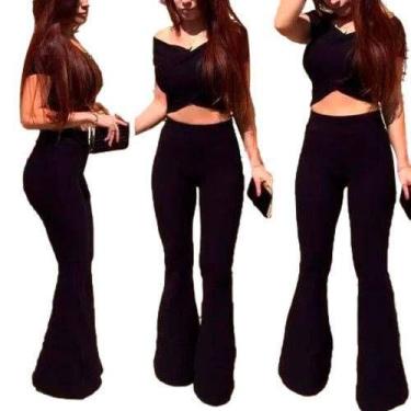 Imagem de Calça Legging Bandagem Flare boca de sino Cintura Alta Compressão - Pr