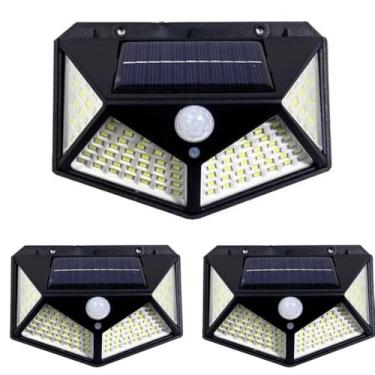 Imagem de Kit 3 Arandela Solar Externa Com Sensor de Presença LED Branco Frio