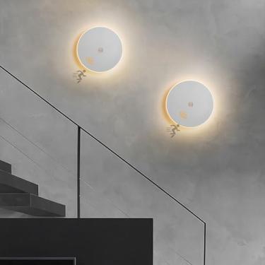 Imagem de GZZBMY Luminária de parede redonda com sensor de movimento lâmpada de parede interna moderna LED alumínio arandela de parede acrílico nórdico 36W luzes de parede de leitura para quartos sala de estar