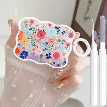 Imagem de Linda capa transparente para AirPods Pro 2/1 geração, design de flores femininas, TPU macio, à prova de choque, Kawaii, Apple iPod Pro, 2ª/1ª geração, com caneta e chaveiro para meninas e mulheres