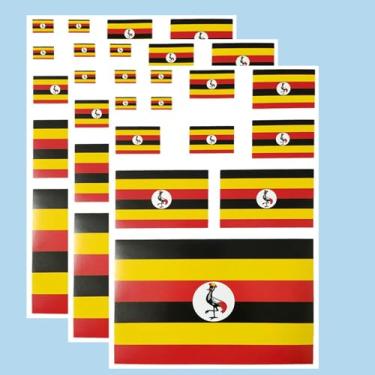 Imagem de Ruoming Ruoming Conjunto de adesivos de bandeira nacional de 3 peças, vários tamanhos, 3 folhas (Uganda)