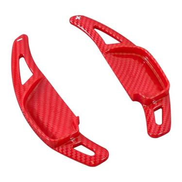 Imagem de TECART 2 peças de plástico ABS capa de extensão de mudança de volante apto para altis Reiz (2010-2018) Ralink (2014-2018) Camry (2012-2016) Corolla (2014-2018) Cayaris Vios Jelucci padrão de fibra de