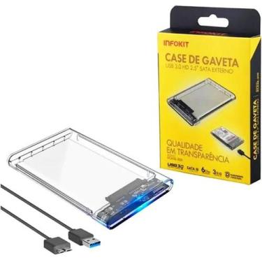 Imagem de Case Para HD Externo Transparente USB 3.0 Transmissão 5Gbps Sata 2.5" 