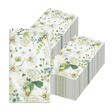 Imagem de 100 guardanapos de papel de hortênsia decorativo vegetação floral guardanapo descartável papel de seda toalhas de mão para banheiro, chá de panela, casamento, aniversário, festa de chá