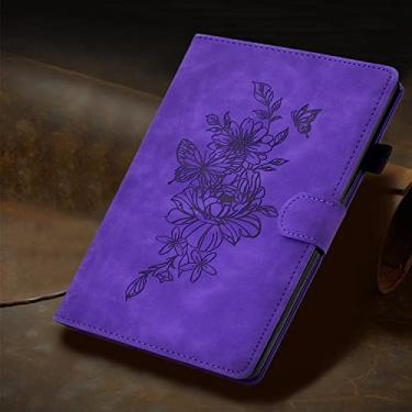 Imagem de Capa para Samsung Galaxy Tab A9+/A9 Plus de 11 polegadas 2024 2023 (SM-X210/X216/X218), capa de couro PU em relevo com suporte multiângulo de flor com função despertar/hibernar automática para tablet