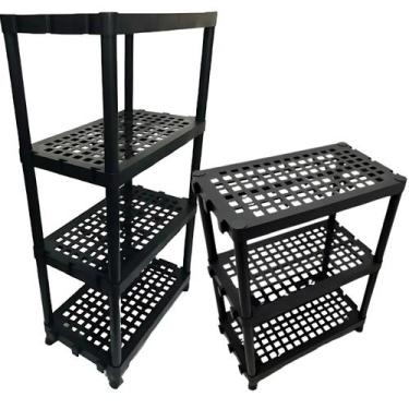 Imagem de Kit 2 Estantes Plastico Reforçado Resistente 3 e 4 Prateleiras - Útil