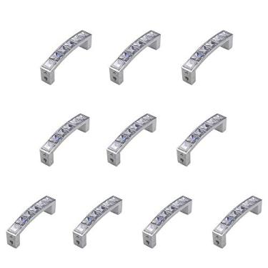 Imagem de Puxador de porta antigo armário cômoda guarda-roupa cozinha conjunto de 10 peças 64 mm botão embutido de vidro transparente alça de arco de cristal adequado para pátios, vilas, jardins, gardenin