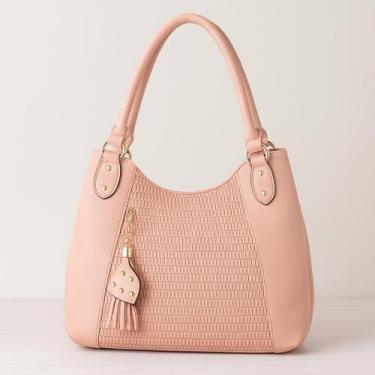 Imagem de Bolsa Feminina Grande Preta Alça Longa Ombro e Mão Textura Chique Luxo